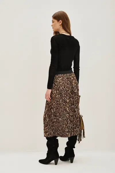 Falda Pleats Midi Leopard — imagen 4